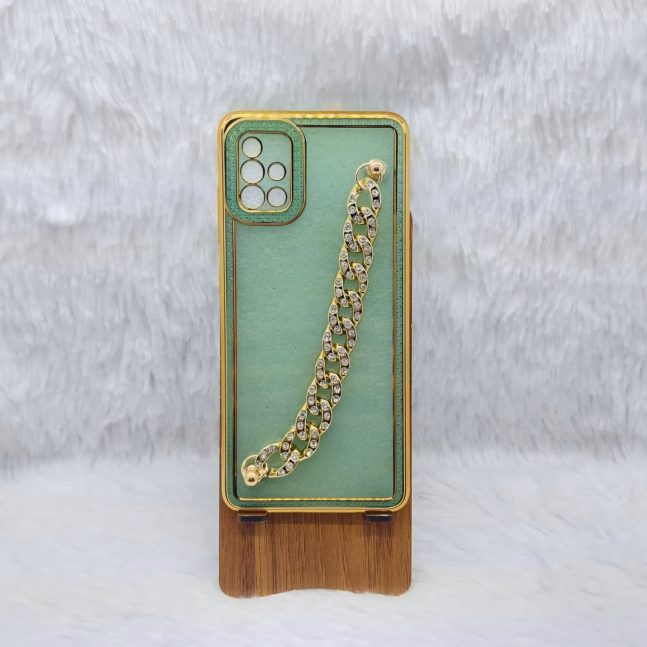 گارد (قاب) گوشی دخترانه A51 4Gمدل دستبندی کارتیر رنگ سبز مناسب گوشی  Samsung A51 4G