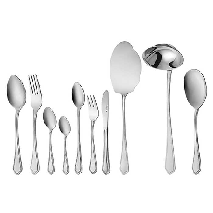 سرویس قاشق و چنگال 24 نفره ناب استیل طرح ونیز استیل براق (98 پارچه)