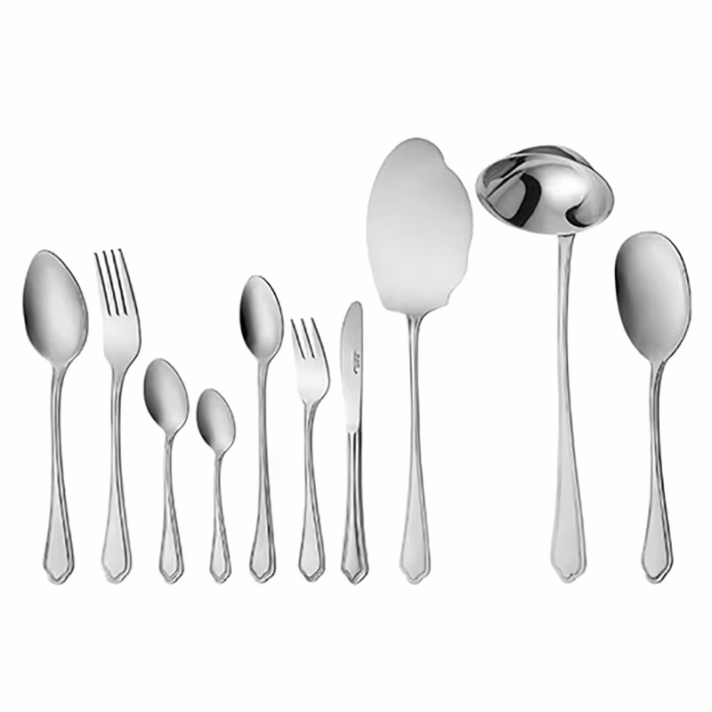 سرویس قاشق و چنگال 24 نفره ناب استیل طرح ونیز استیل براق (98 پارچه)