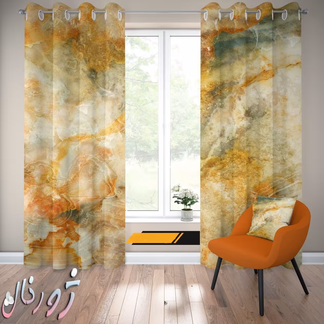 پرده چاپی  پانچ  طرح سنگ کد 1028