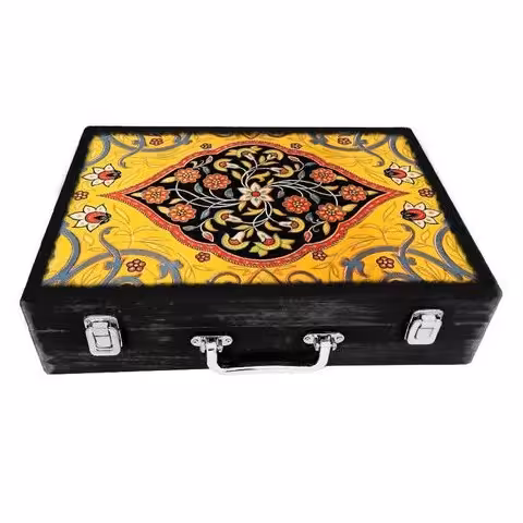 جعبه چوبی مدل چمدان بزرگ طرح کاشی2