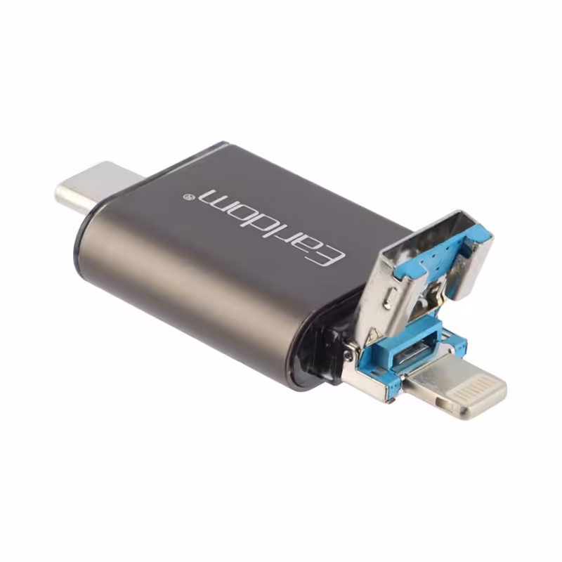 کارت خوان چند سر ارلدام Lightning/USB3/Type-C مدل ET-OT82Earldom ET-OT82 USB3.0 Lightning TYPE-C Card Reader