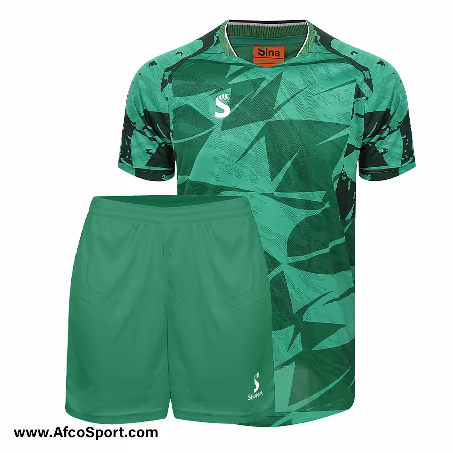 پیراهن شورت تیمی سبز طرح ابروبادی سینا اسپرت فصل 1401-1402