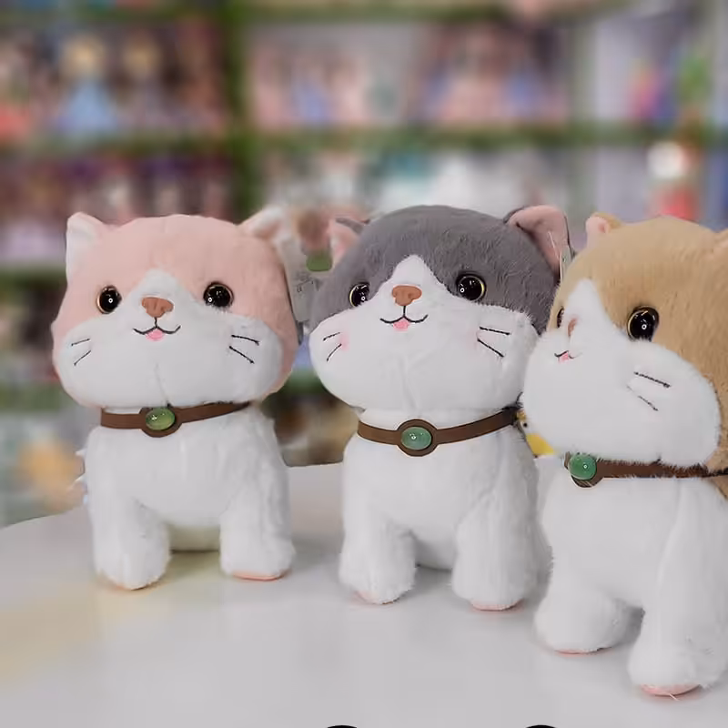 عروسک پولیشی خارجی اورجینال گربه گردن مروارید 25 سانت 