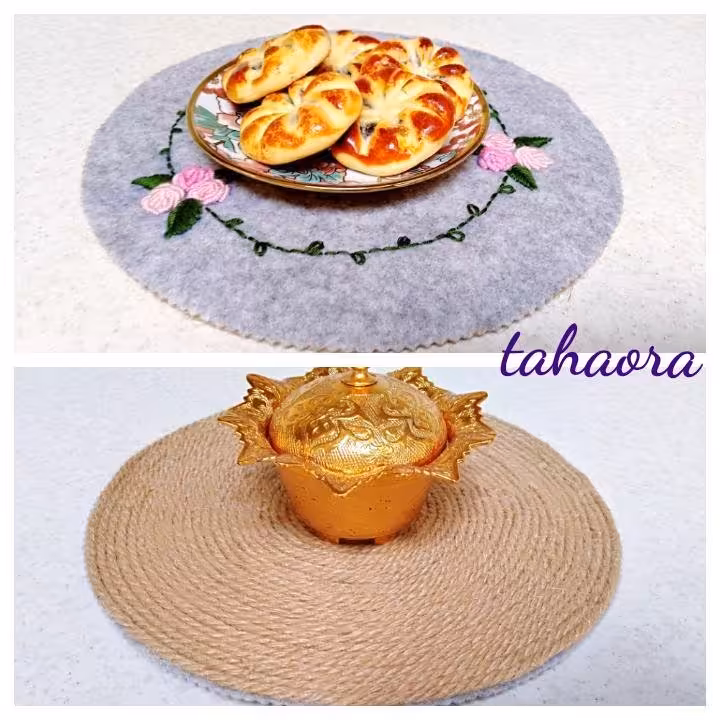 رومیزی دو رویه نخ کنف و گلدوزی شده