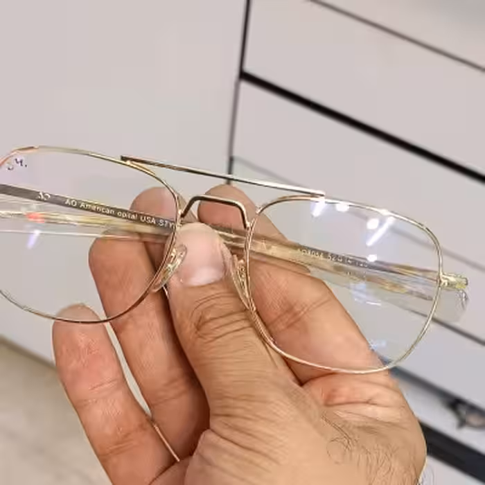 عینک طبی 2پل فلزی طلایی