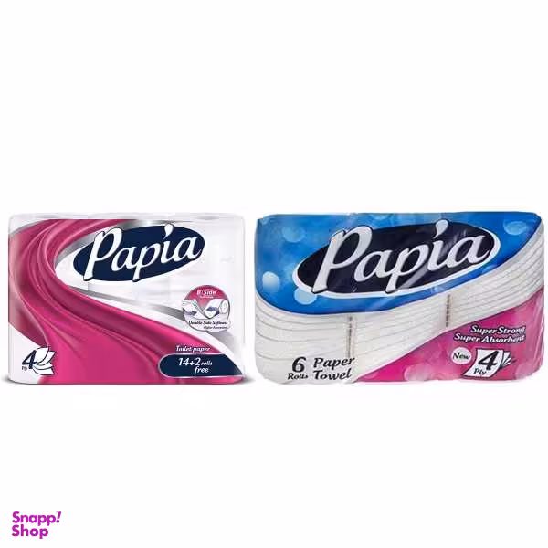 دستمال کاغذی حوله ای و دستمال توالت پاپیا مدل T16_H6 مجموعه 22 عددی