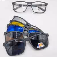 عینک طبی با 5 کاور آفتابی کد 385