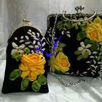 ست کیف و جاعینکی گل زرد گل بانو