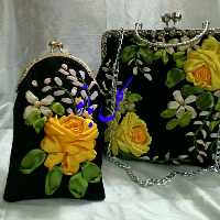 ست کیف و جاعینکی گل زرد گل بانو