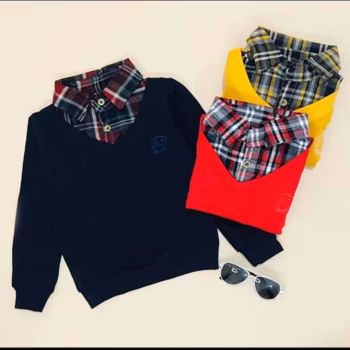 بلوز تک پسرانه دو یقه کلاسیک  سایز 40 تا 65