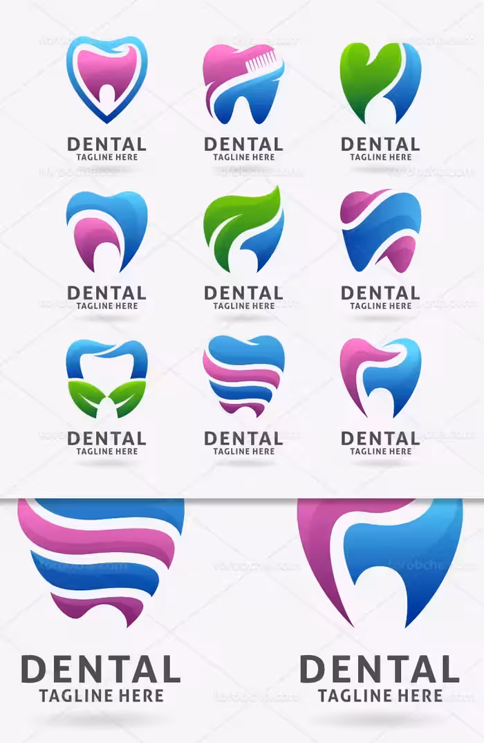 وکتور لوگو دندان انتزاعی رنگی | گرافیک با طعم تربچه