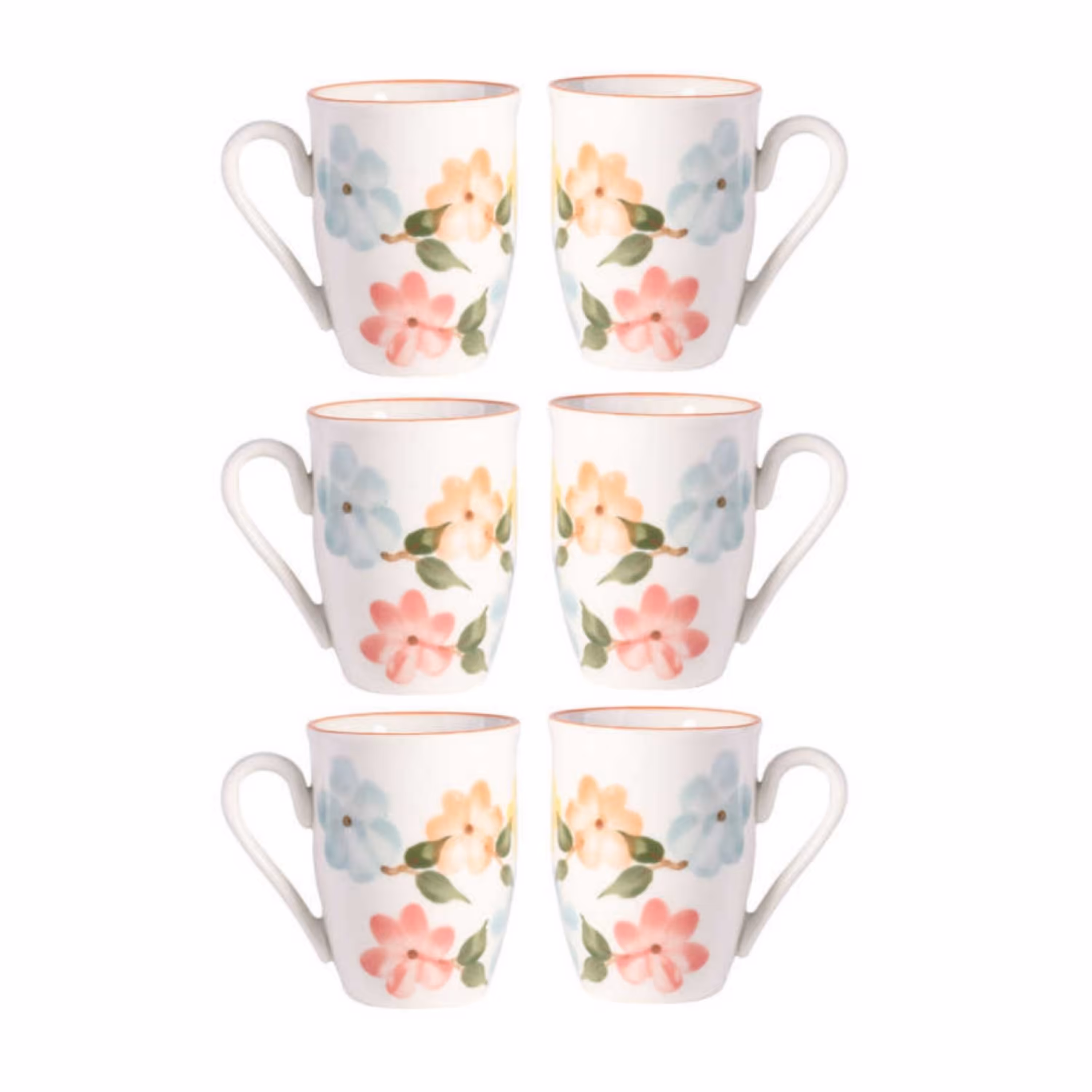 ماگ سرامیکی دسته دار شش تایی طرح بهار گل ها