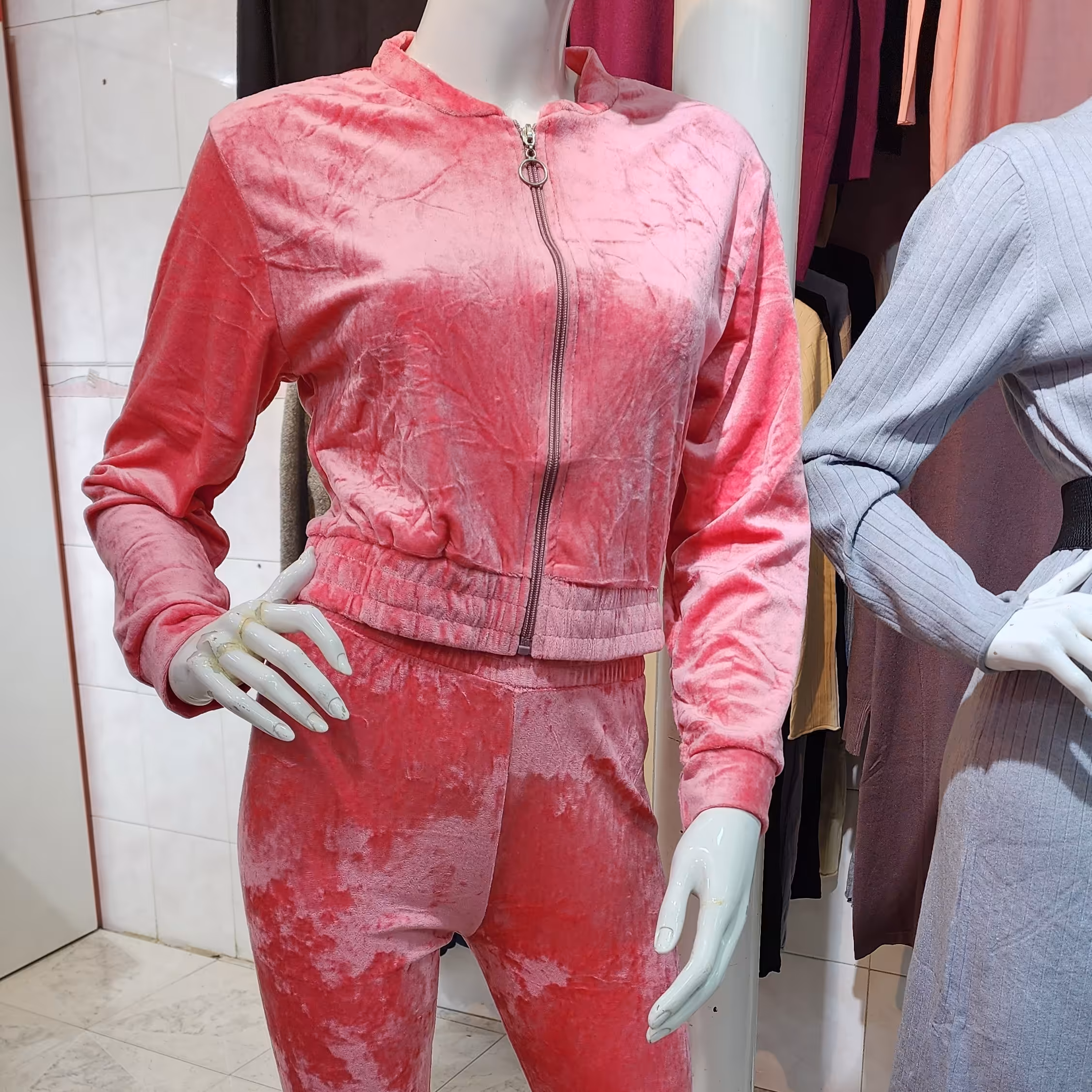 ست هودی شلوار مخمل رنگبندی فری سایز