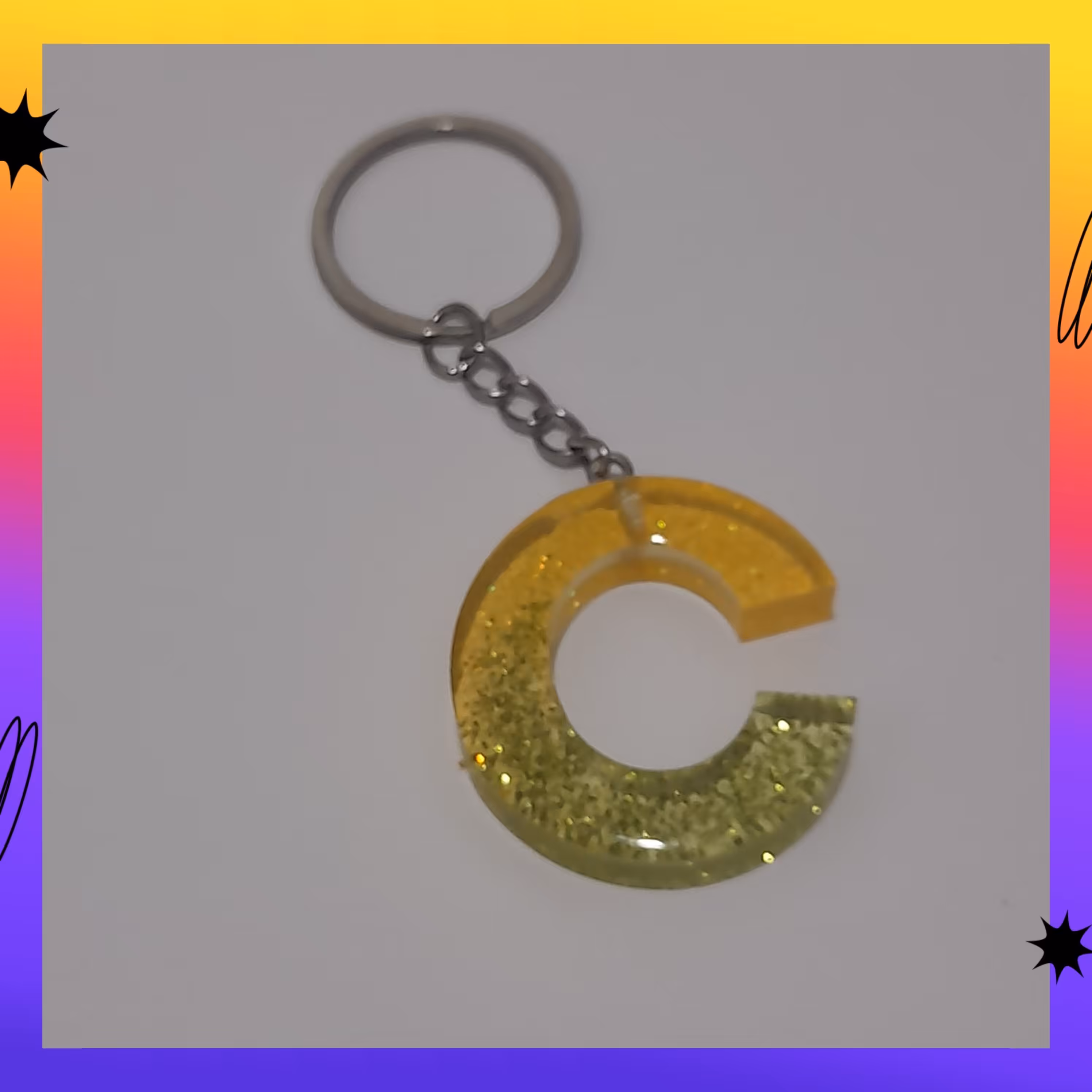 جاسویچی رزینی حروف انگلیسی حرف C دورنگ اکلیلی