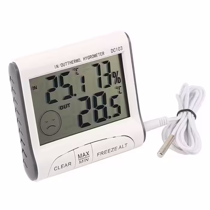 دماسنج و رطوبت سنج دیجیتالی DC103 با سنسور داخلی و بیرونی