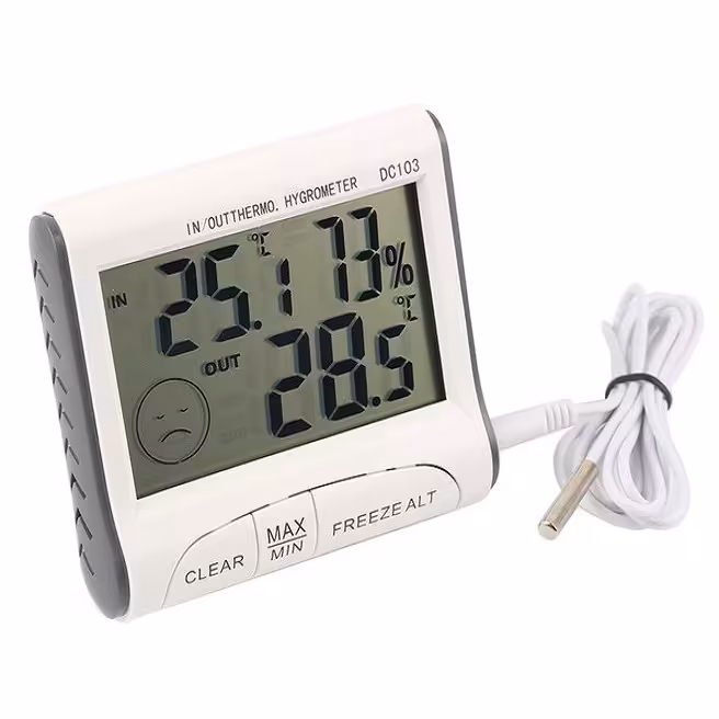 دماسنج و رطوبت سنج دیجیتالی DC103 با سنسور داخلی و بیرونی