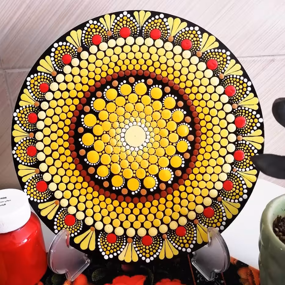 تابلو چوبی طرح دات ماندالا