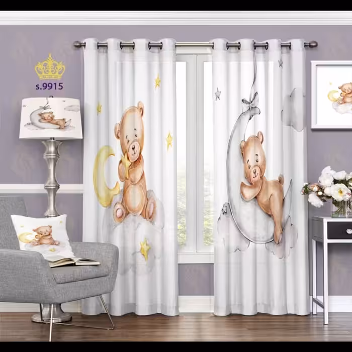 پرده اتاق خواب کودک دو قواره طرح کارتونی کد S9915