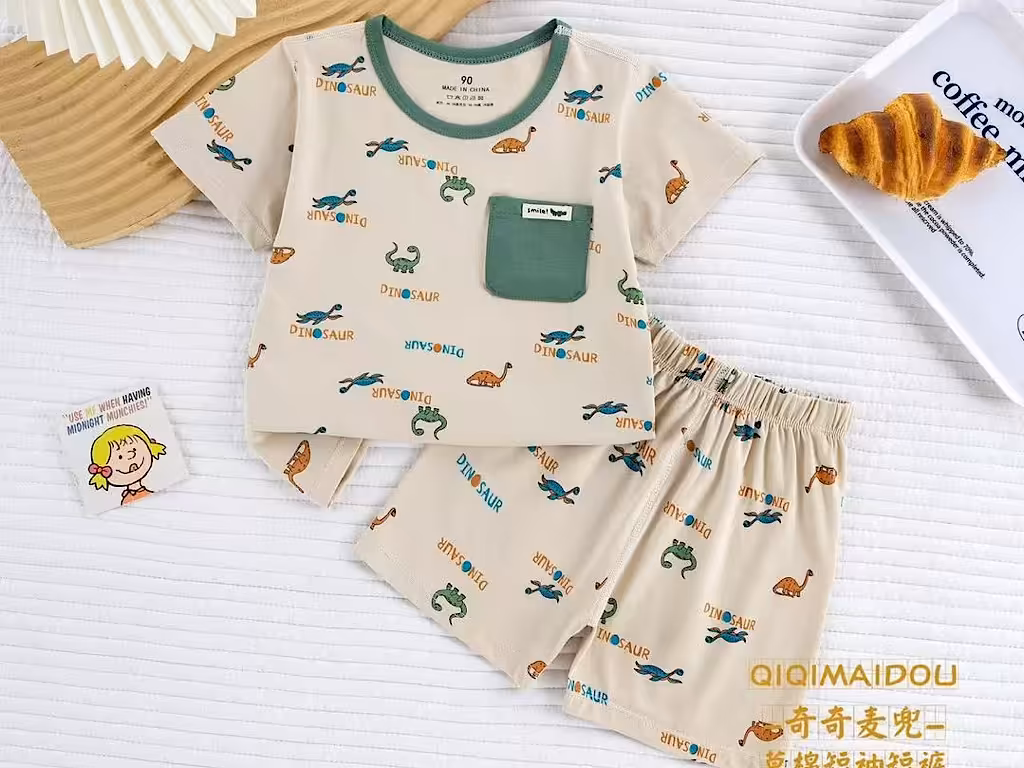 تیشرت و شلوارک راحتی پسرانه طرح دایناسورها