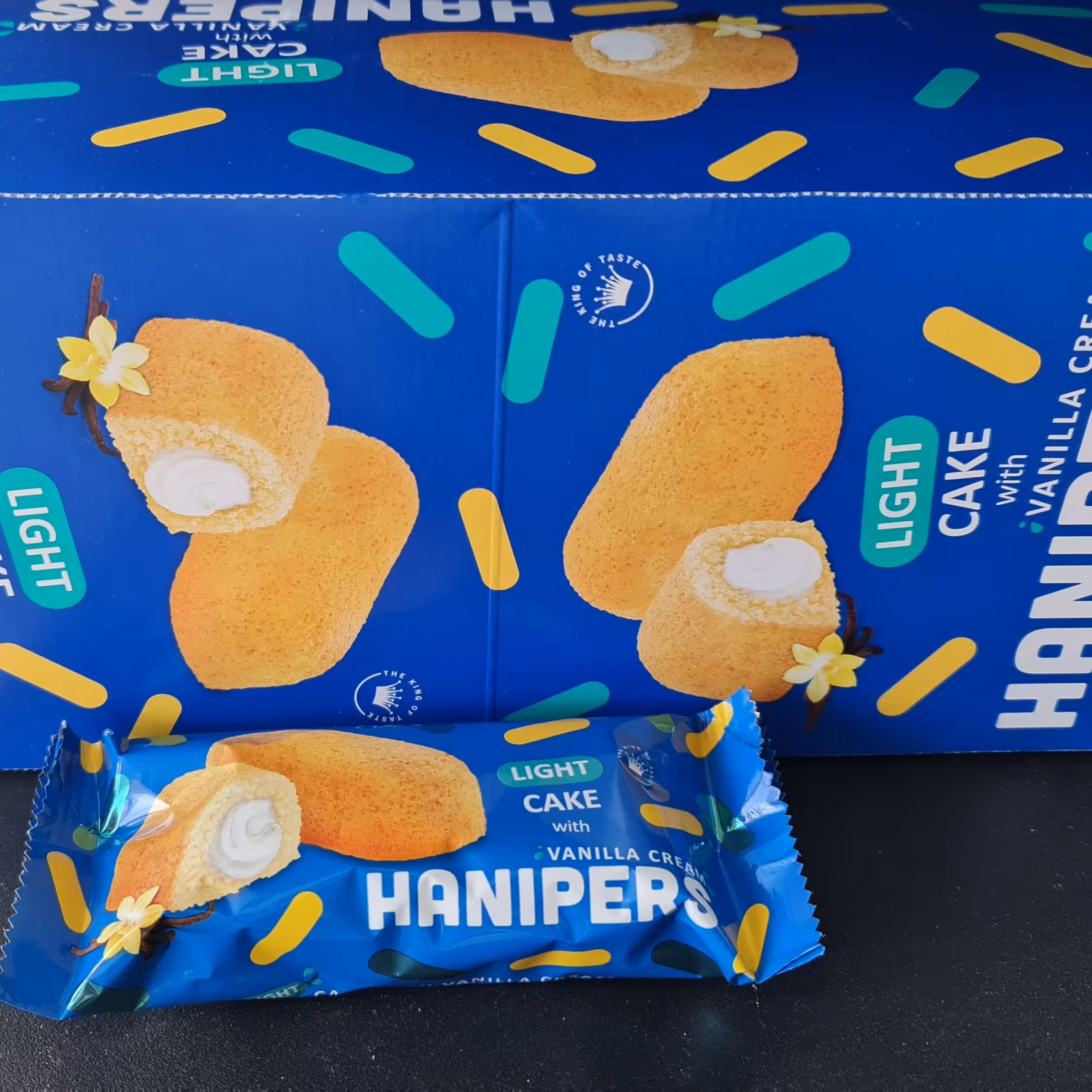 کیک  روغنی وانیلی با مغز کرم وانیل هانیپرز پک 24 عددی