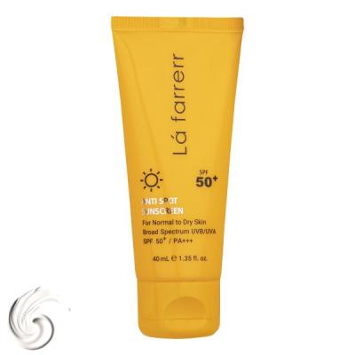 کرم ضد آفتاب و ضدلک بیرنگ لافارر مدل SPF50، مناسب پوستهای خشک و معمولی، حجم 40 میلیلیتر