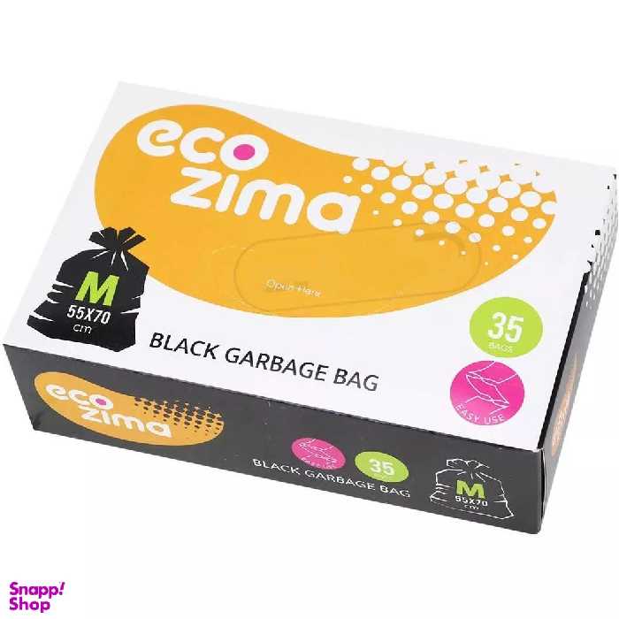 کیسه زباله آسان مصرف اکوزیما سایز 55×۷۰ سانتی متر بسته 35 عددی