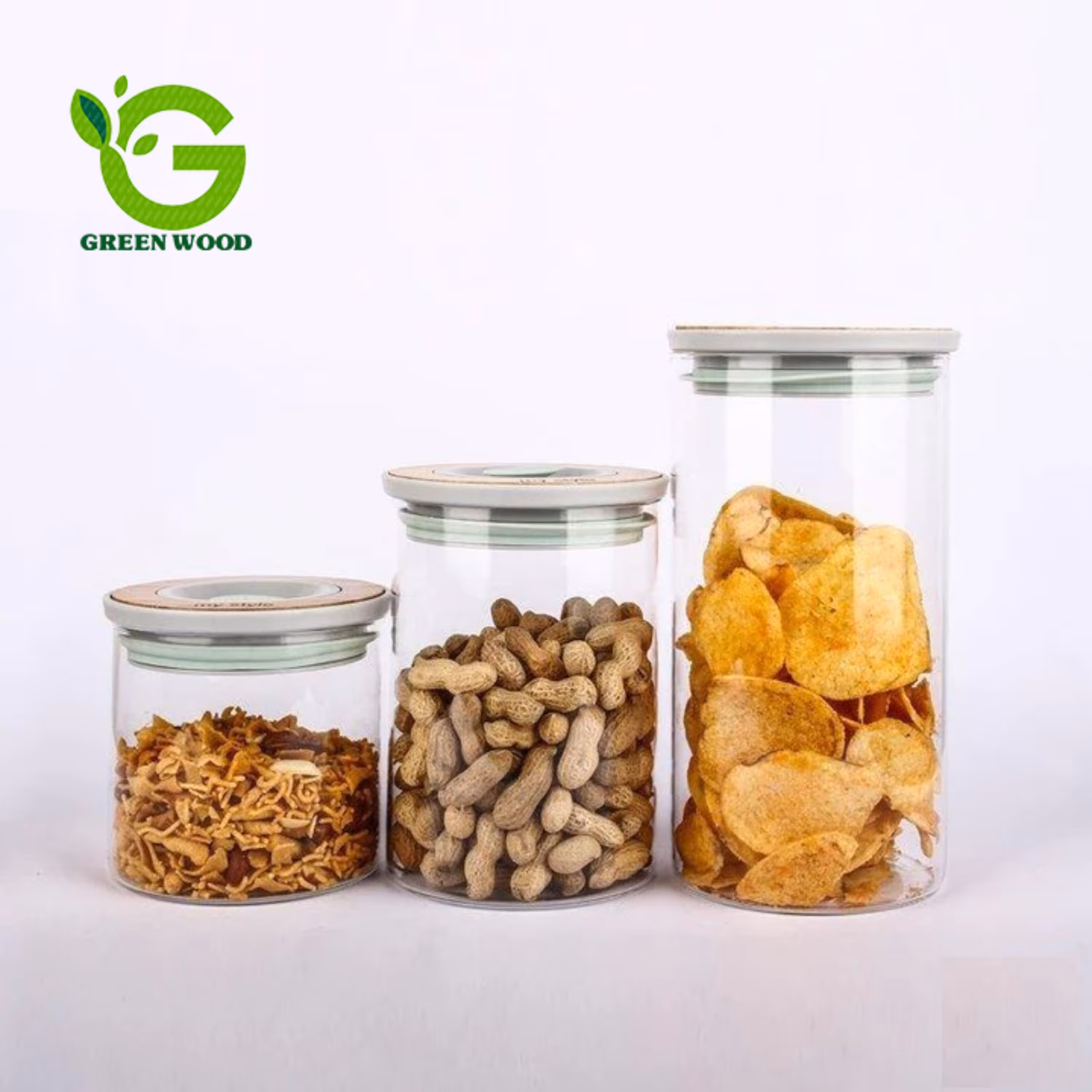 ست بانکه (جا حبوباتی) 3 عددی بامبو شیشه ای  اولالا مدل D10-Green کد Gw90301059