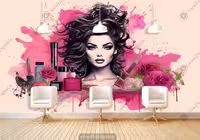 کاغذ دیواری چهره خانم میکاپ شده با انواع لواز آرایش HQ-1474