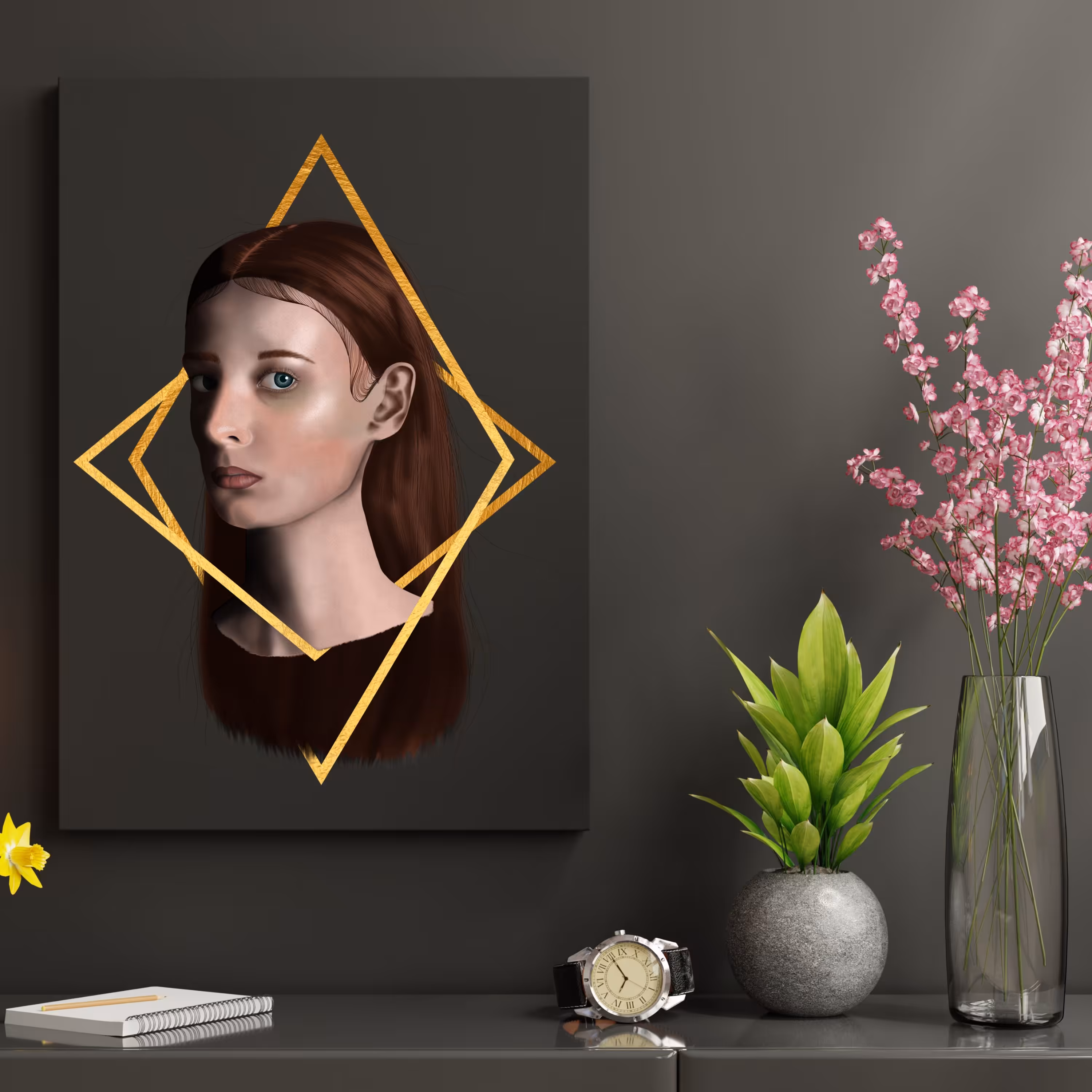 طراحی چهره تمام رنگی و دیجیتال همراه با چاپ روی شاسی 50 در 70 سانتیمتر