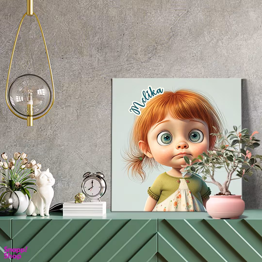 تابلو شاسی لاژید مدل اسم ملیکا طرح دختر کارتونی