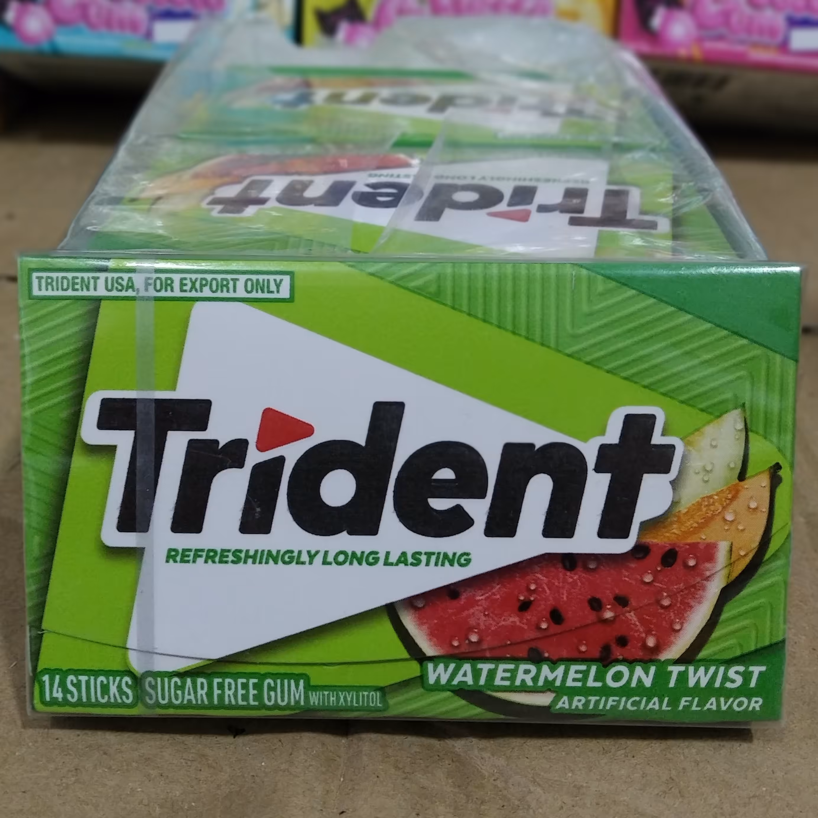 آدامس تریدنت هندوانه و طالبی بسته 14 عددی بدون شکر خارجی و اورجینال