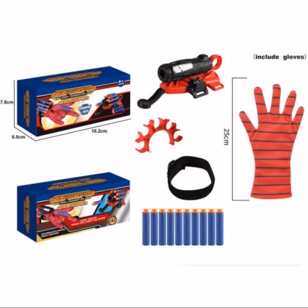 دستکش پرتاب تیر مرد عنکبوتی با 10 عدد تیر ابری 