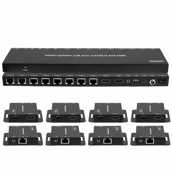 اسپلیتر 8 پورت HDMI فرانت با 8 گیرنده تا فاصله 70 متری  مدل FN-V189