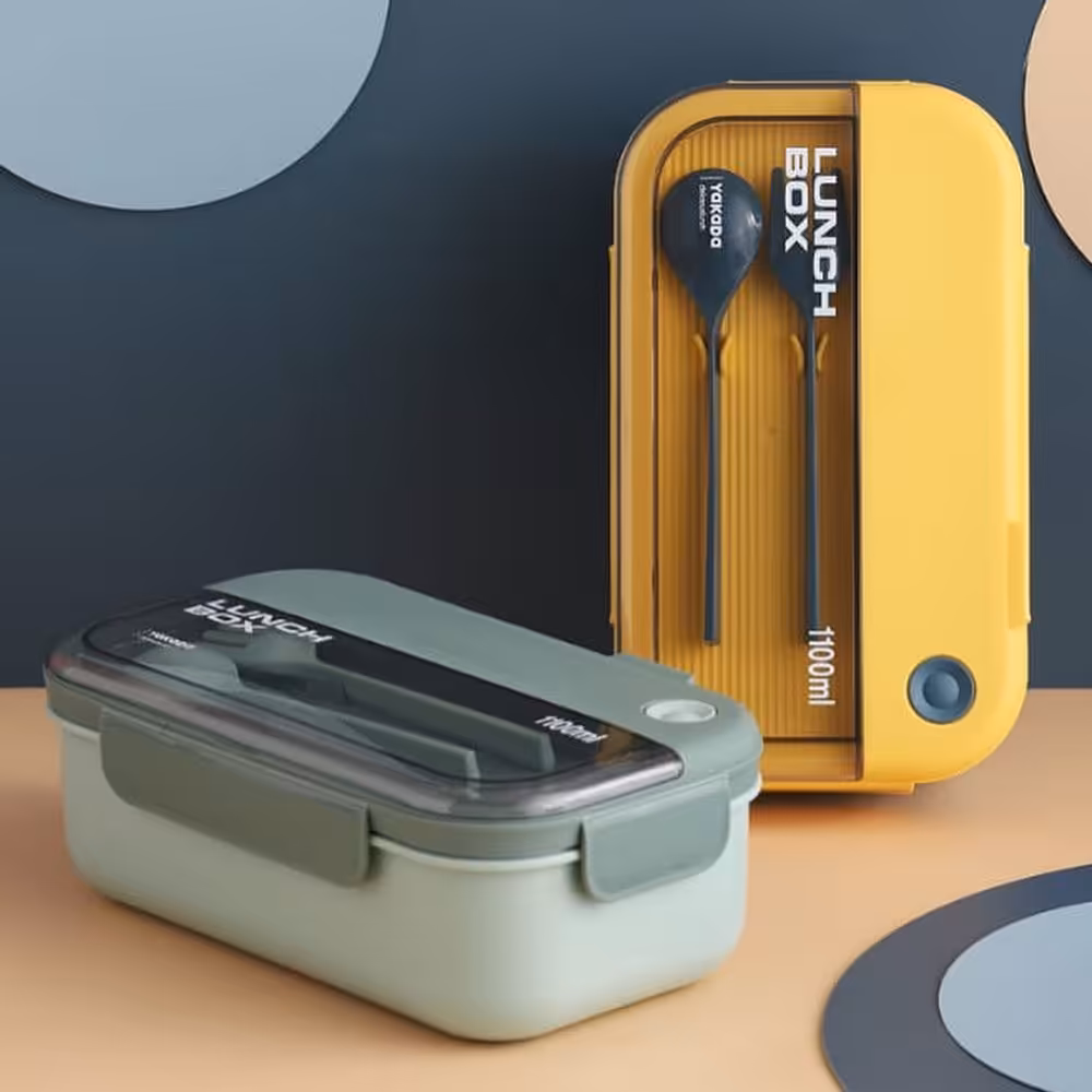 نگهدارنده غذا lunch box  قاشق دار دو قسمتی وارداتی
