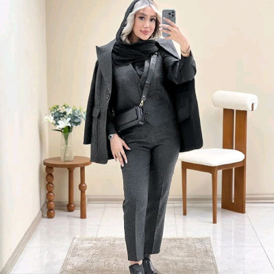 مانتو شلوار زنانه ست سه تیکه زنانه لباس زنانه
