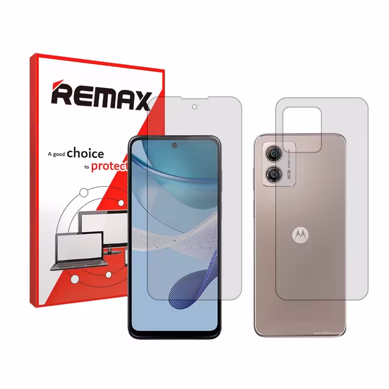 گلس صفحه نمایش و پشت گوشی موتورولا Moto G53 مدل شفاف برند ریمکس کد SS