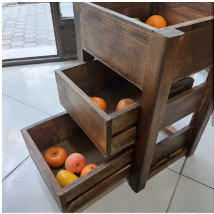 استند همه کاره جا سیب زمینی و پیاز سه طبقه چوبی چوب روس ضد آب پوشش روغن گیاهی 