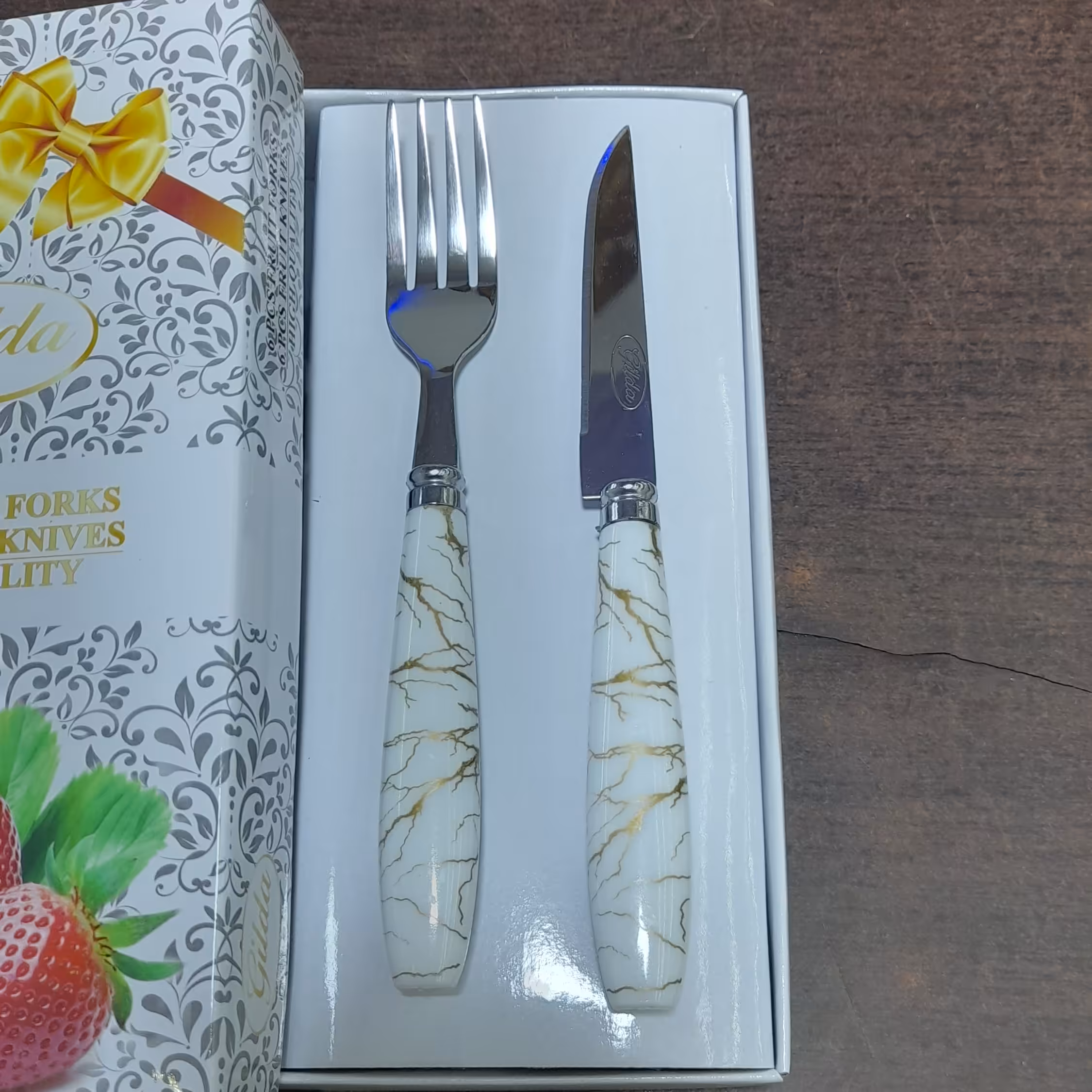 کارد و چنگال ماربل دسته pvc کیفیت عالی رنگ سفید 