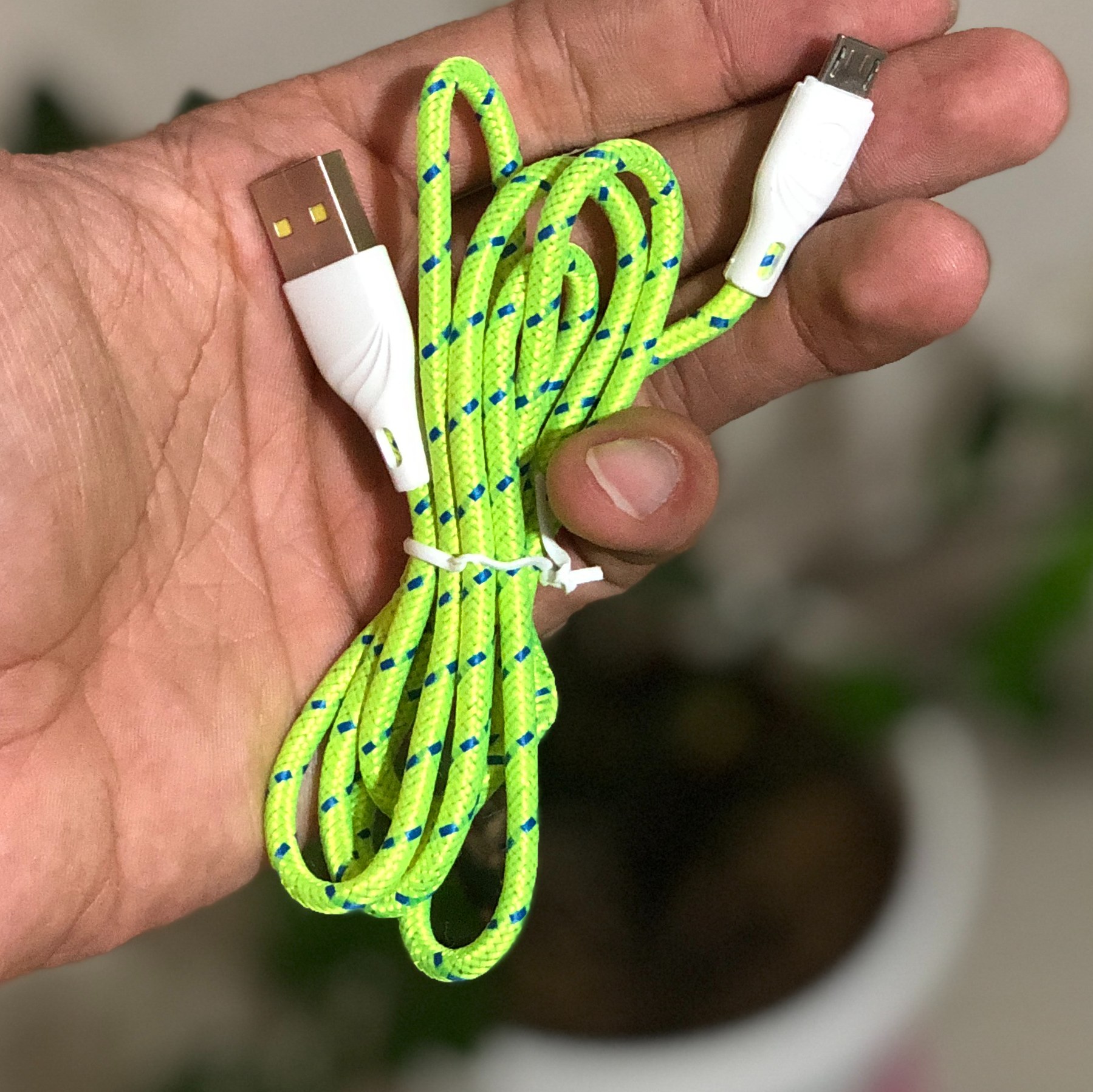 کابل کنفی microusb سبز رنگ با به طول یک متر