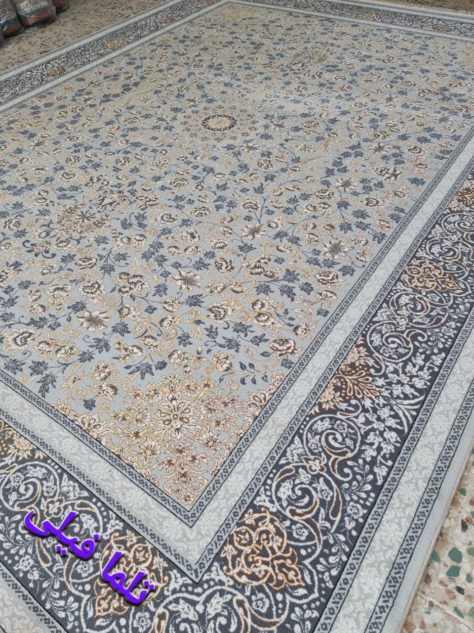 فرش 700 شانه نگین رز مشهد طرح تلما دودی