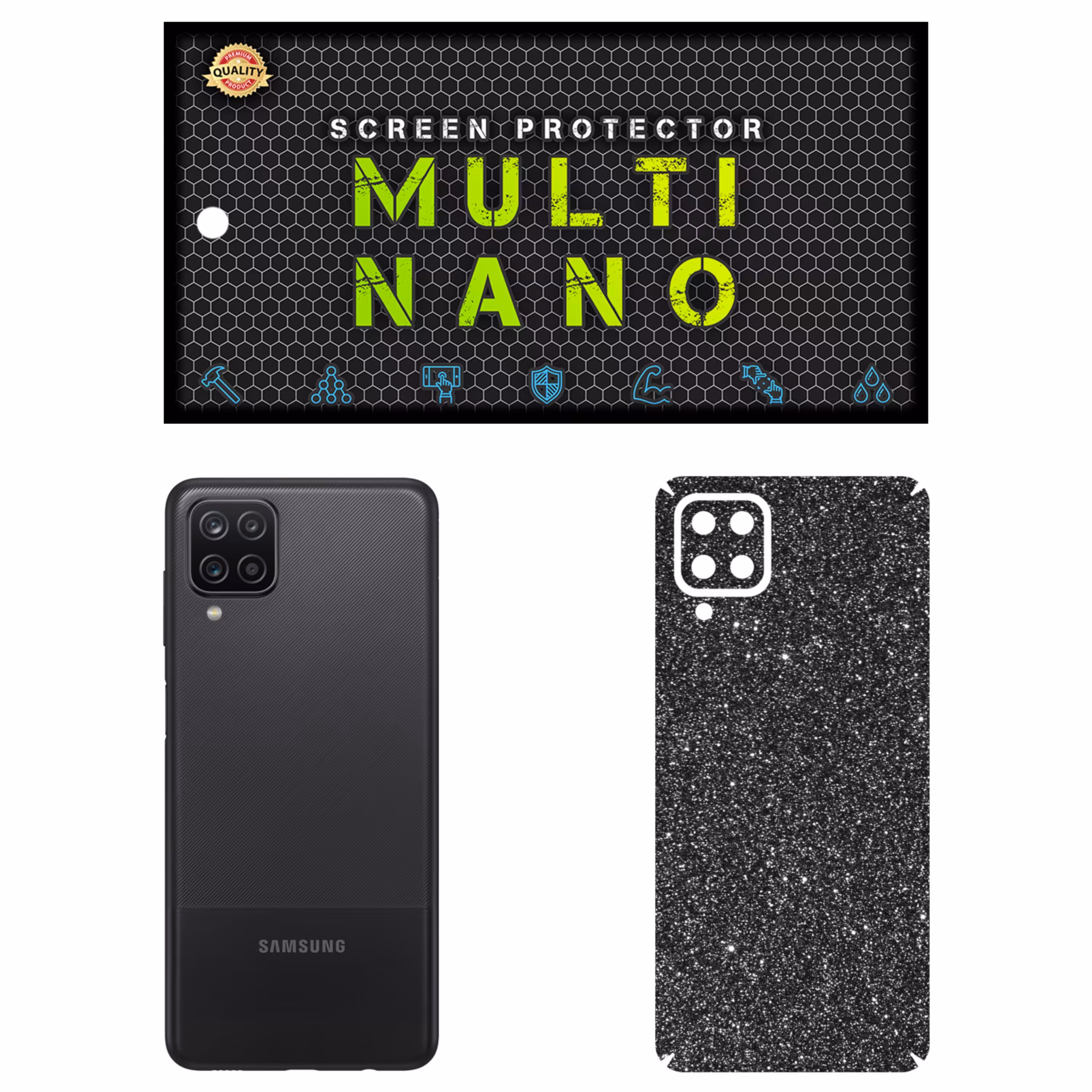 برچسب پوششی Multi Nano مدل X-F1G برای پشت موبایل سامسونگ Galaxy A12 رنگ خاکستری