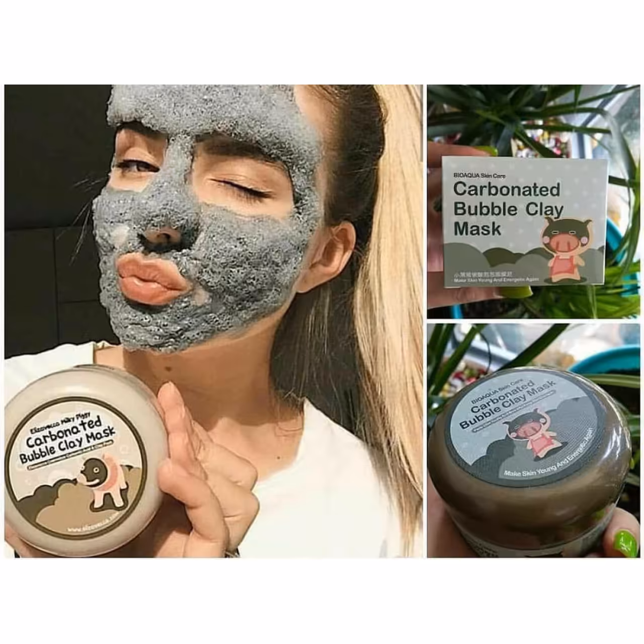 ماسک حبابی کربن مغذی و پاک کننده عمیق پوست بیوآکوا حجم 100 گرم