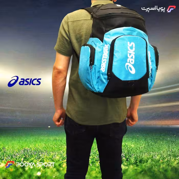 کوله پشتی ورزشی ضد آب جدید اسیکس asics سایز متوسط a12 سبز- مشکی