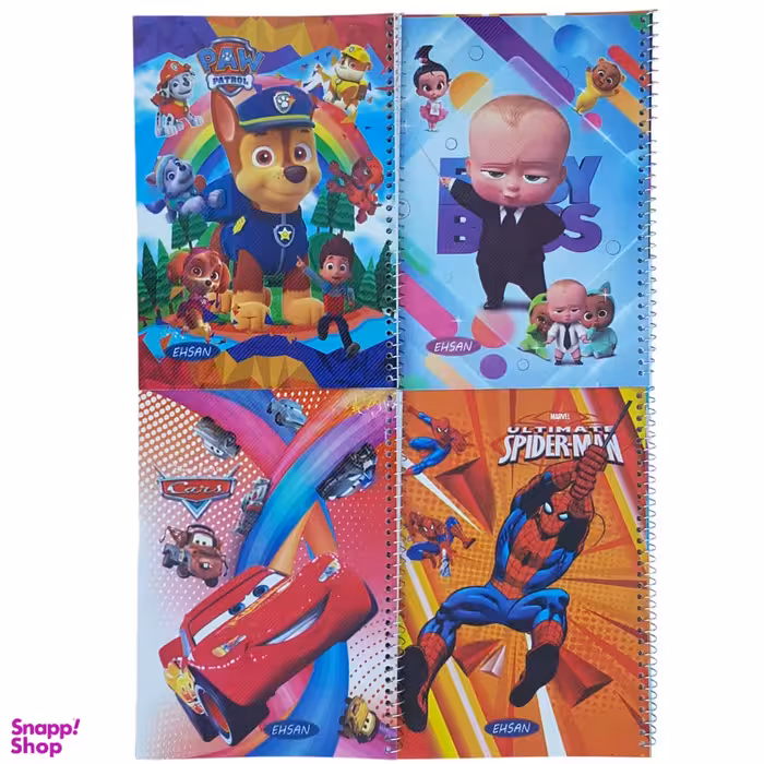 دفتر مشق 50 برگ احسان مدل فانتزی انیمیشن کد 115 مجموعه 4 عددی