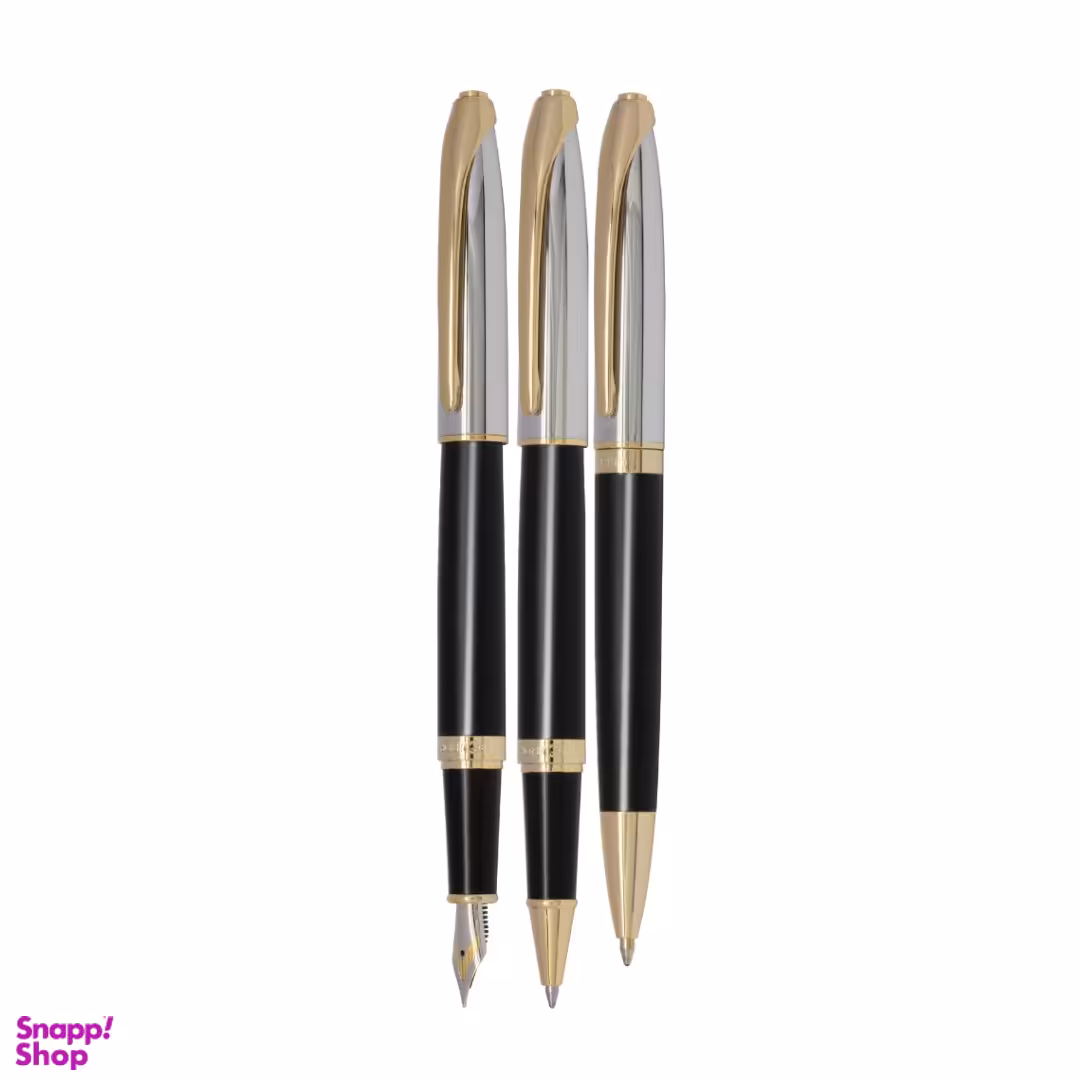 خود نویس و روان نویس و خودکار یوروپن (Europen) مدل Ring بدنه نیمه مشکی مات با گیره زرد