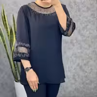 شومیز زنانه سایز بزرگ قواره دار تا 58  شومیز مشکی شومیز شیما