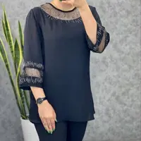 شومیز زنانه سایز بزرگ قواره دار تا 58  شومیز مشکی شومیز شیما
