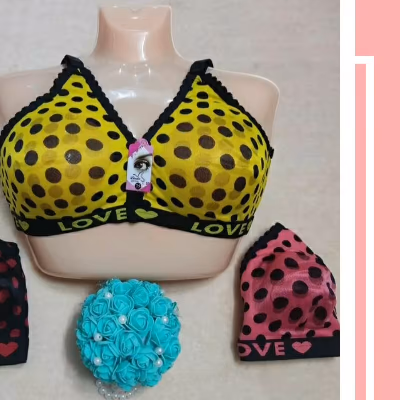 سوتین توری مدل توپی کش پهن دورنگ