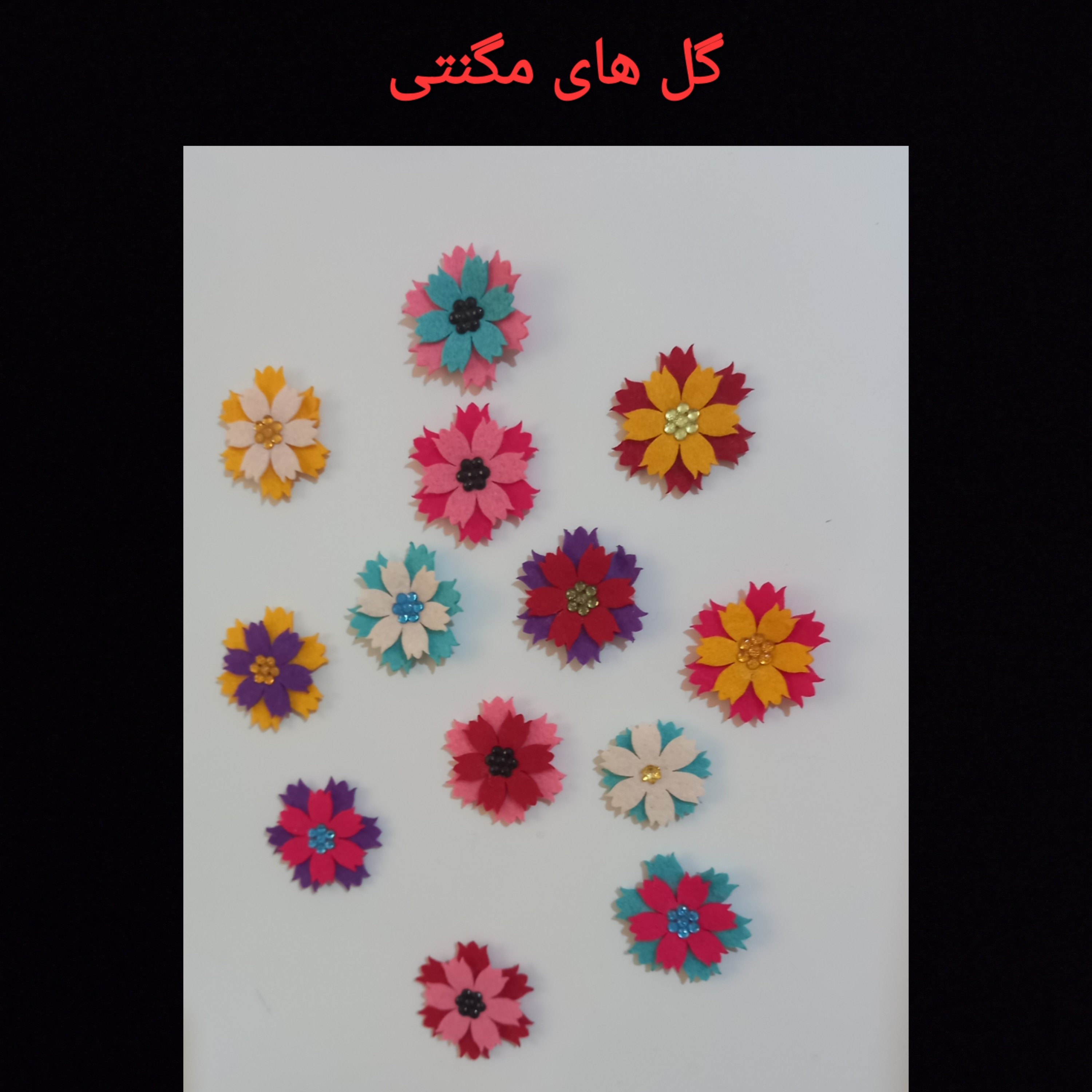 گل های مگنتی جنس نمدی برای تزئین یخچال و کابینت